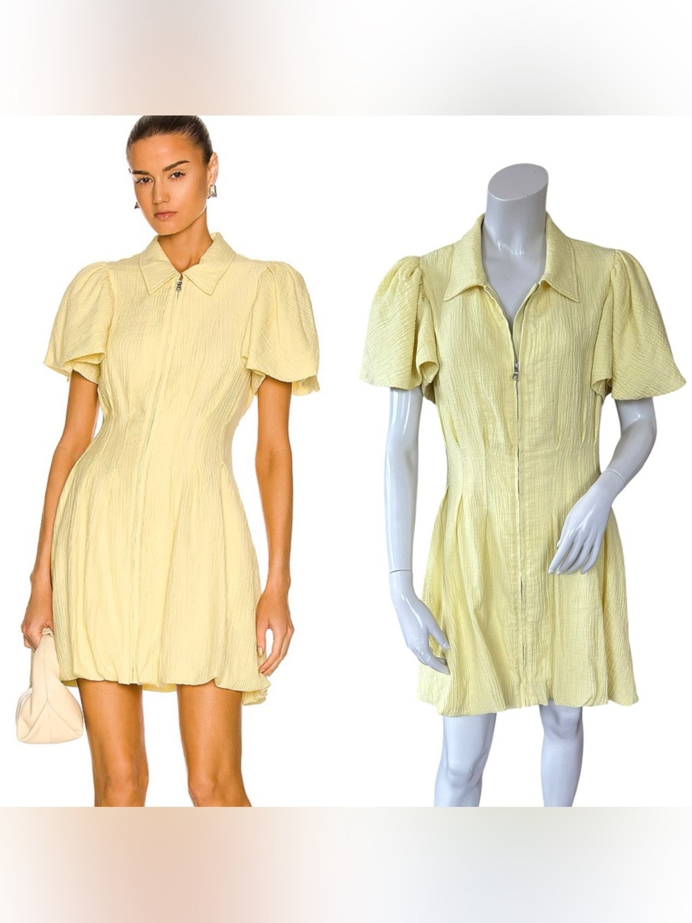 Jonathan Simkhai Butter Yellow Callista Yellow Zip Up Zip Up Mini Dress Medium